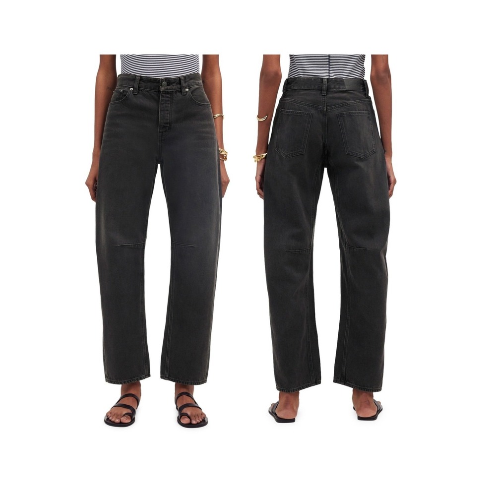 Madewell The Darted Barrel-Leg Jeans Women's 26 Black Oversized Slouchy Rigid